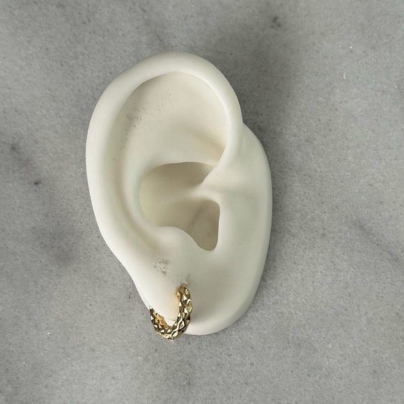 Gold Textured Huggie Hoop Boho Earrings Brand New - Picture 3 of 4